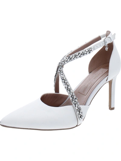 Naturalizer Sevgi Womens Satin Almond Toe Slingback Heels In White