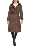 Kenneth Cole New York Quilt Trench Puffer Jacket In Chocolate