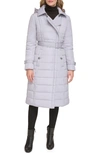 Kenneth Cole New York Quilt Trench Puffer Jacket In Lt Grey