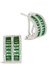 Sterling Forever Serena Cubic Zirconia Half Huggie Hoop Earrings In Silver/emerald