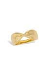 SAVVY CIE JEWELS SAVVY CIE JEWELS 18K GOLD PLATED TWISTED BAND RING