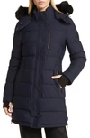 Moose Knuckles Watershed Genuine Shearling Trim Down Parka In Navy W Black