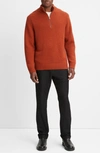 Vince Men's Wool-cashmere Quarter-zip Sweater In Rust Amber