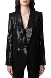 Zadig & Voltaire Sequin Blazer In Noir