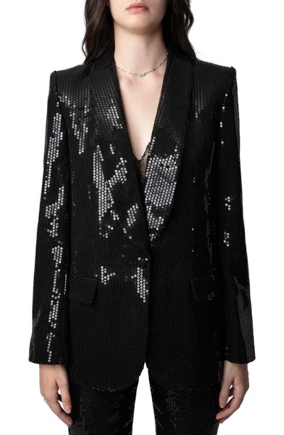 ZADIG & VOLTAIRE ZADIG & VOLTAIRE VIVE SEQUIN TUXEDO BLAZER