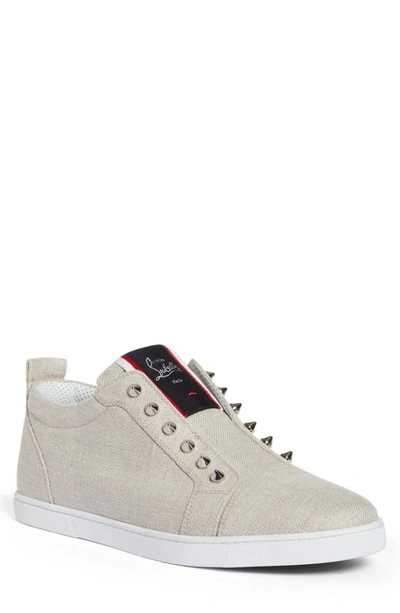 Christian Louboutin F.a.v Fique A Vontade Mid-top Leather Sneakers In White