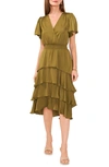 VINCE CAMUTO FLUTTER SLEEVE TIERED DRESS