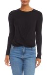 Fifteen Twenty Twist Front Rib Top In Black
