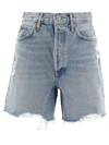 Agolde Stella Distressed Organic Denim Shorts In Blue