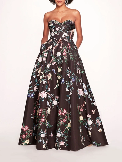 Marchesa Paradise Ball Gown In Black Combo
