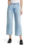Frame Ali Exposed Button High Waist Raw Hem Crop Wide Leg Jeans In Rossum 1year