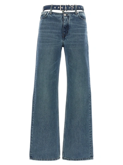 Y/project Evergreen Y Belt Wide-leg Jeans In Blue