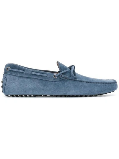 Tod's Men's Suede Loafers Moccasins Gommino In Light Blue