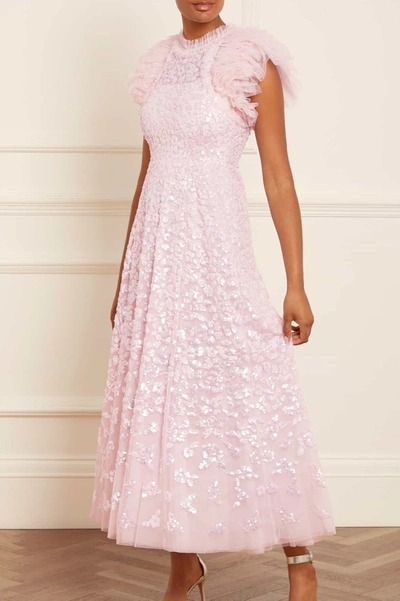 Needle & Thread Sequin Rose Gloss Ankle Gown In Pink