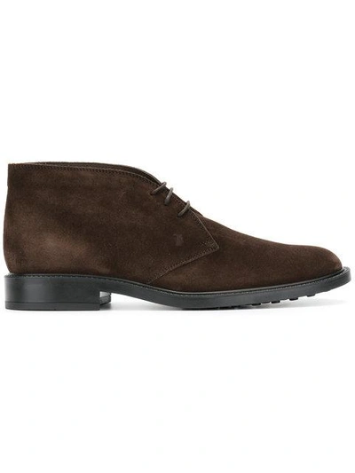 Tod's Suede Chukka Boots In Dark Brown