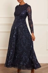 Needle & Thread Victorian Wreath Sequin-embellished Tulle Gown In Blue