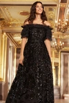 NEEDLE & THREAD NEEDLE & THREAD SEQUIN WREATH OFF-SHOULDER GOWN