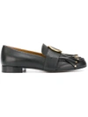 Chloé Olly Embellished Fringed Leather Loafers In Black
