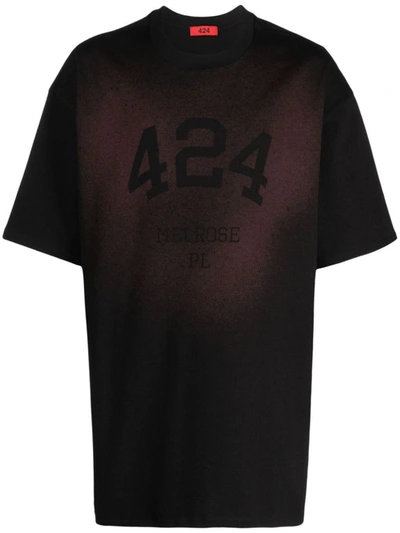 424 Logo-print Faded Cotton T-shirt In Black