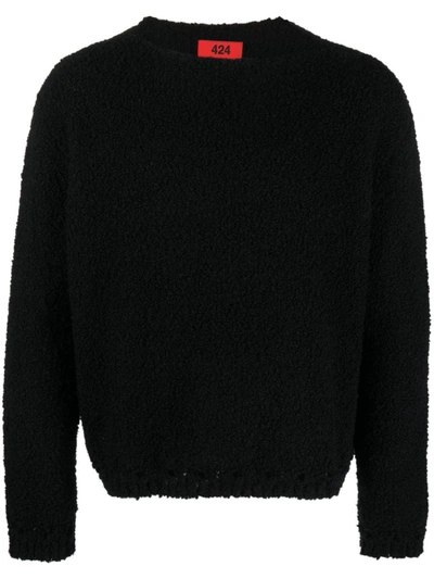 424 Crinkled Slash-neck Jumper In Black