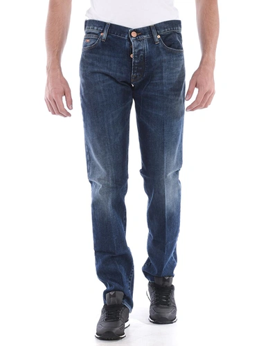 Emporio Armani Straight Tube Slim Jeans In Navy