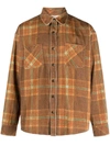 Erl Check-print Cotton Shirt In Brown