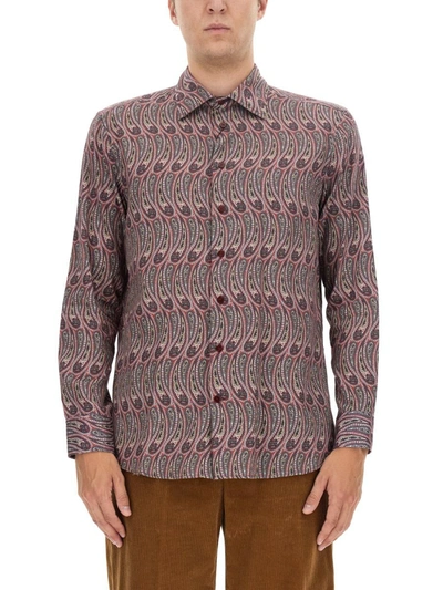 Etro Paisley Cotton Shirt In Pink & Purple