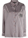Etro Pegaso-embroidered Striped Shirt In Nero E Rosa