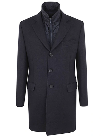 Fay Easy Double Breasted Coat In Blue