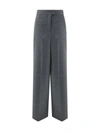 Fendi Wide Leg Wool Pants In Light Grey Melange