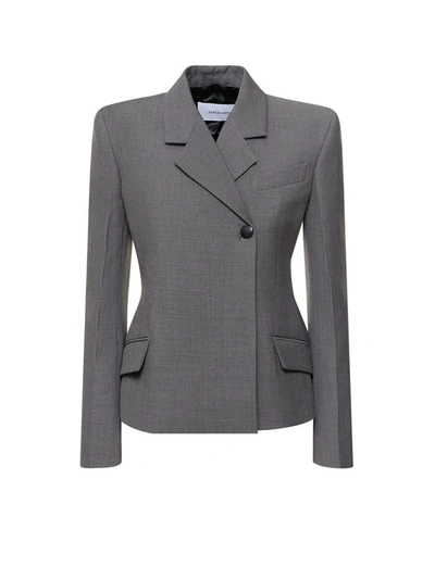 Ferragamo Wool Double Natte One-button Blazer Jacket In Vintage Grey