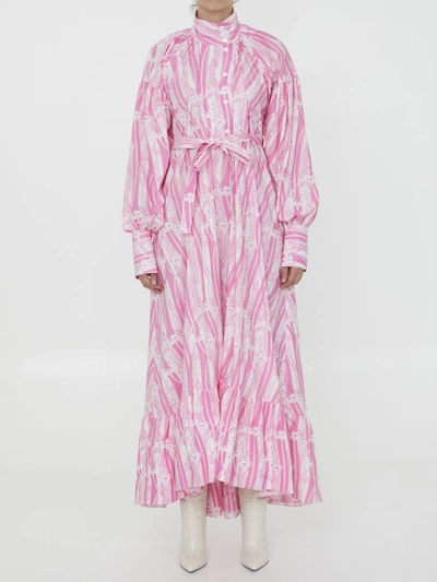 Patou Maxi Dress In Art Deco Pink