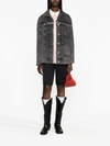 Ganni Snow Washed Denim Oversized Jacket In Black