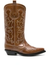 GANNI GANNI MID SHAFT EMBROIDERED WESTERN BOOT SHOES