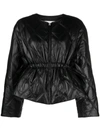 Ganni Quilted Glossed Recycled-shell Jacket In Black