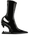 Gcds Morso 120mm Vinyl Ankle Boots In Black