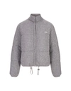 Gcds Cable-knit Zip-up Bomber Jacket In Grey