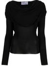 Giuseppe Di Morabito Draped-detailing Long-sleeve T-shirt In Black