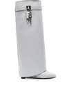 Givenchy Shark Lock Leather Knee-high Boots In Grey