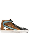 Golden Goose Slide High-top Lace-up Sneakers In Brown/black/white/powder