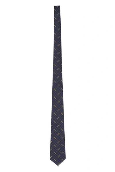 Gucci Jacquard Silk Tie In Blue