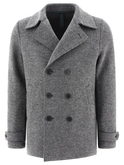 Harris Wharf London "peacot" Coat In Grey