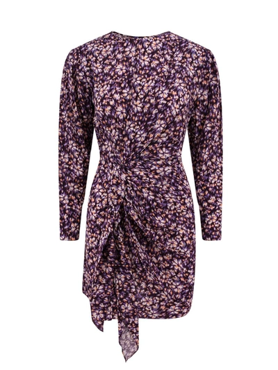 Isabel Marant Étoile Gathered Floral-print Minidress In パープル