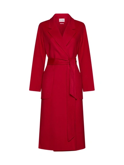 Ivy & Oak Celia Belted Wool Coat In Lipstick Red