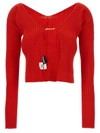 Jacquemus Ribbed Open-front Cardigan In Red