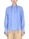 Jejia Gathered-cuff Cotton Shirt In Azure