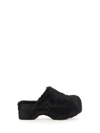 Jil Sander Platform Mules With Plush Fur And Rounded Toe In Black