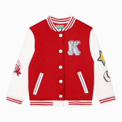 Kenzo Kids' Red Jacket For Boy With Logo And Tiger