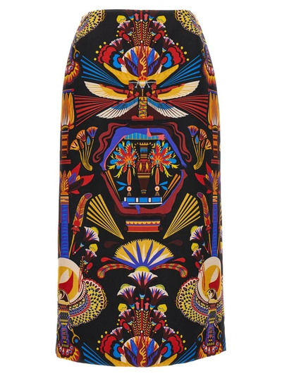 La Doublej Patterned Pencil Skirt In Multicolor