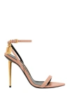 TOM FORD PINK SANDALS WITH METAL HEEL AND PADLOCK IN LEATHER WOMAN
